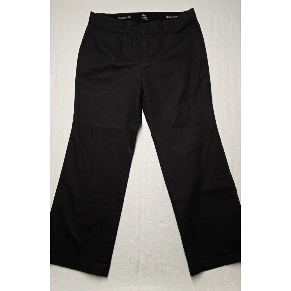 Dockers Womens Straight Leg Trousers Black Size 16 Short